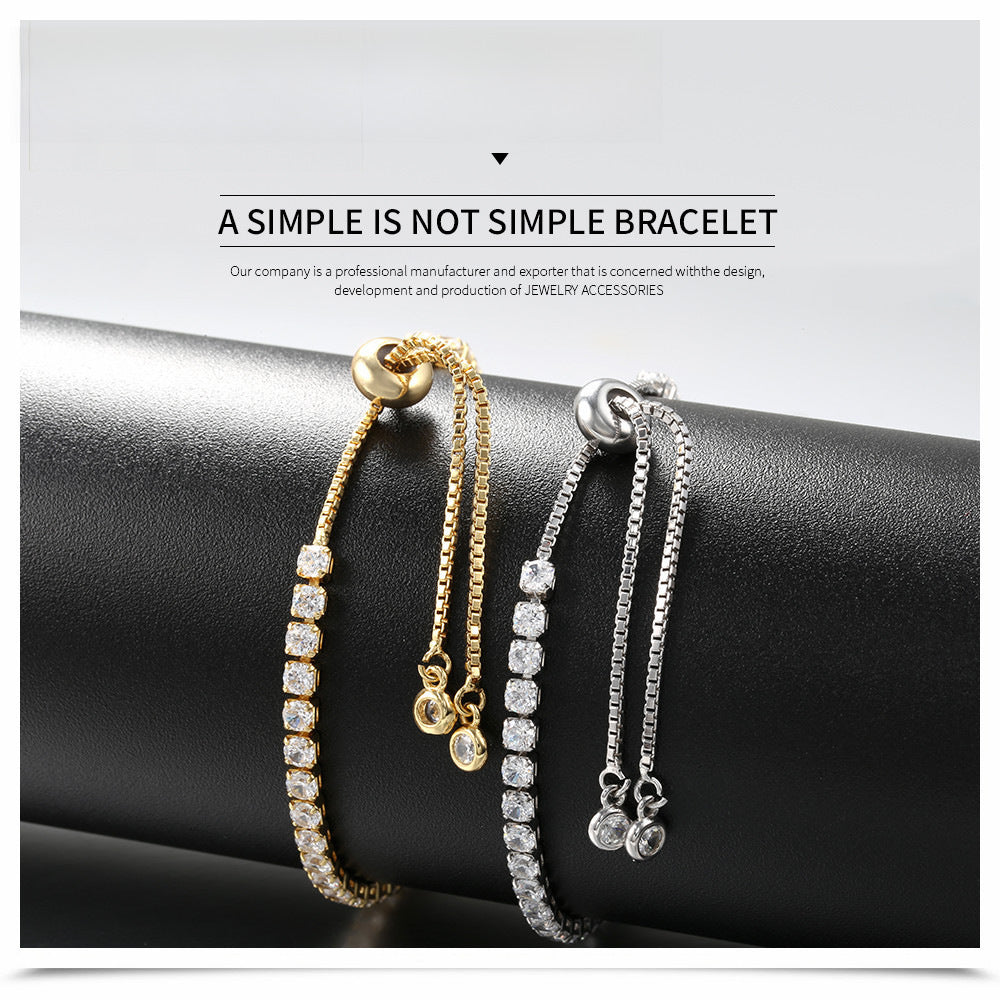 Wholesale Adjustable Pull-out Bracelet Zirconia Bracelet Thickened Plated Real